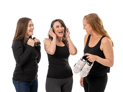 women singing in headphones kelsey corey alex